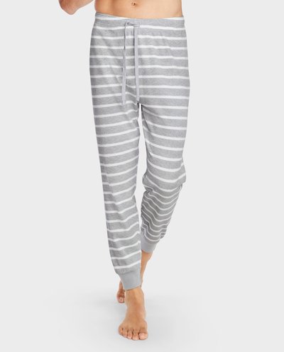 PJ Place Mens Striped Thermal Pajama Pants | Size 3XL | Gray | Cotton/Polyester