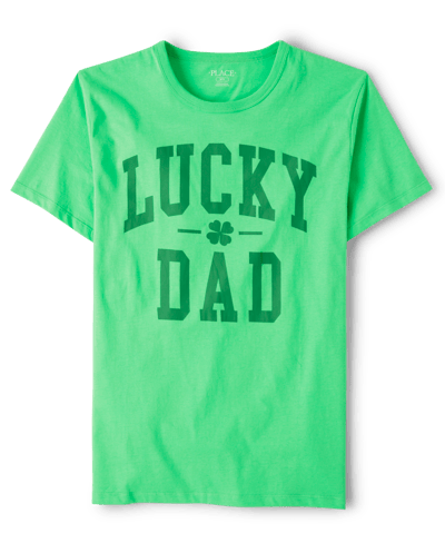 The Children's Place Mens Matching Family Lucky Dad Graphic T-Shirt | Size 3XL | Green | 100% Cotton