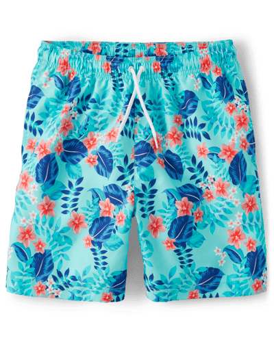 The Children's Place Mens Dad And Me Tropical Swim Trunks | Size Large | White