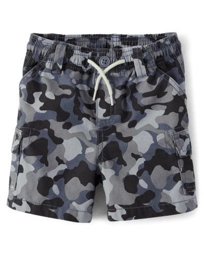 The Children's Place Baby And Toddler Boys Camo Pull On Cargo Shorts | Size 3T | Gray | 100% Cotton
