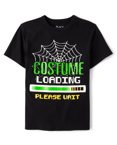 The Children's Place Boys Costume Loading Graphic T-Shirt | Size 2XL (16) | Black | Cotton/Polyester