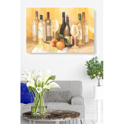 Red Barrel Studio® Wine And Cheese, Fruit, Vintner, Wine Glass, Orange, Yellow, Tan, Beige, Cream, Wine Room