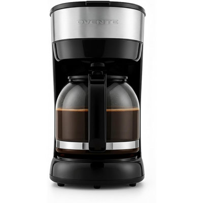 OVENTE 12-Cup Drip Coffee Maker with Borosilicate Glass Carafe, One-Touch Operation Machine, Anti-Drip System, Reusable Filter and Clear View Water Le