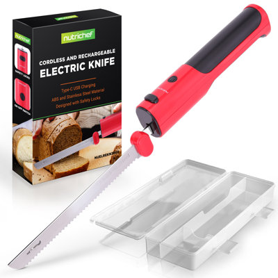 Nutrichef Cordless Electric Knife | Easy To Use Constant On/Off Safety Function | Lightweight Kitchen Knife | Carve Turkey, Meats, Poultry, Bread & Ch