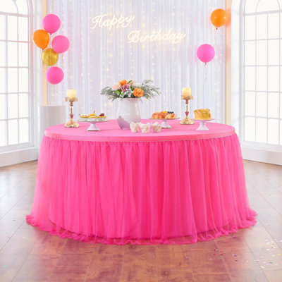 The Holiday Aisle® Pompadour Table Dress, Ruffled Tablecloth, Wedding Table Dress, Shower Room Birthday Party Holiday Table Dress, Dessert Buffet Dinner Table Decoration
