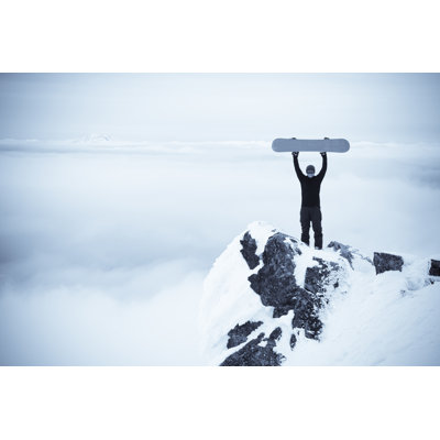 Millwood Pines Snowboarder on Top of Cliff by Visualcommunications