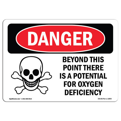 SignMission Oxygen Deficiency Beyond This Point Danger Sign