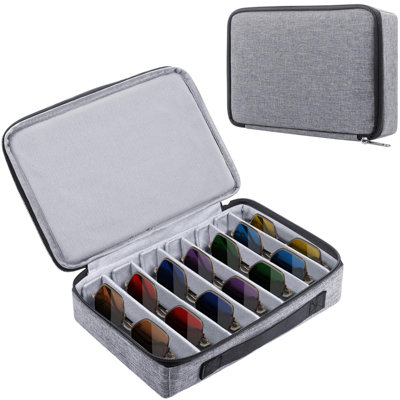 Latitude Run® Travel Sunglasses Organizer Case, Adjustable Slot For Multiple Pairs, Portable Eyeglasses Storage Box For Men Women