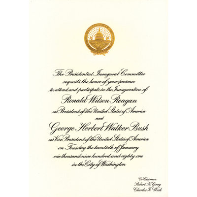 Trinx Official Ronald Reagan First Presidential Inauguration Invitation