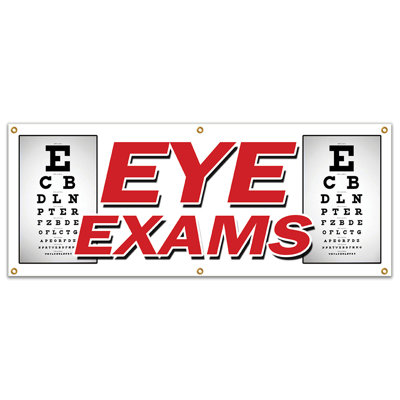 SignMission EYE EXAMS BANNER SIGN Optometrist Optician Glasses Prescription Lens
