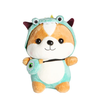 PetOrama Corgi In Costume Plushy - Green Dinosaur