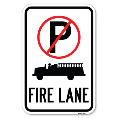SignMission Fire Lane $250 Fine (With No Parking Symbol)/24022
