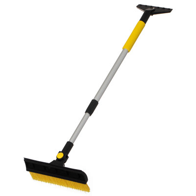 Gardenised 30-43" Extendable Aluminum Snow Brush with Built-in Squeegee & Ice Scraper 3-in-1 Non-Slip Foam Grip Winter Car Tool with Scratch-Free Bris