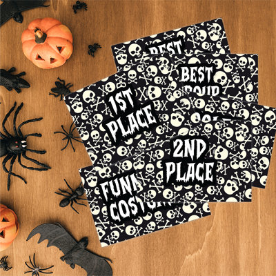 Koyal Wholesale Kids Halloween Gift Card Holder Sleeves For Party Costume Contest, Skulls, Pack-12