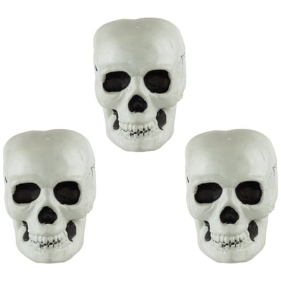 Bag Of Skulls Halloween Decorations - 6" - Set Of 3