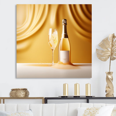 Design Art Chardonnay Wine Charm - Wine & Champagne Canvas Art Print