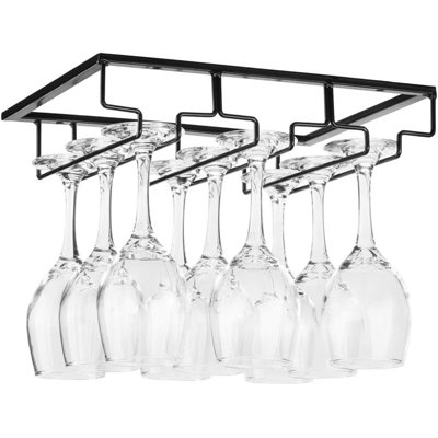 Prep & Savour Dorelli Wine Glasses Rack Under Cabinet Stemware, Hanger Wire Wine Glass Holder Storage