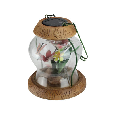 Northlight Seasonal 7" LED Lighted Solar Powered Outdoor Garden Lantern with Flowers