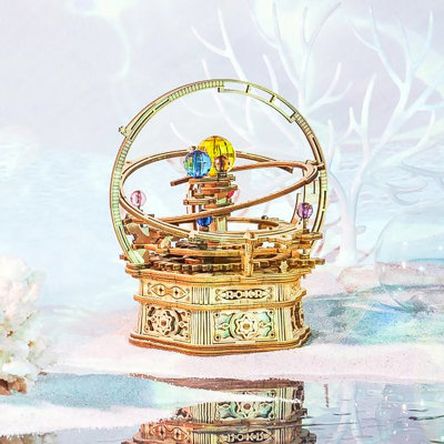 Hands Crafts Wood Puzzle Diy 3d Music Box Starry Night 84pcs Model: Amk51