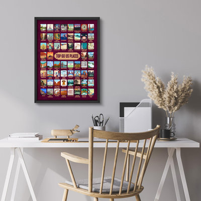 SIGNLEADER Top 60 US Places to Visit - American Landmarks and Attractions Guide Small Decor