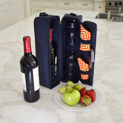 Ebern Designs - Wine Cooler 2 Wine Glasses, Napkins And Corkscrew