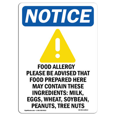 SignMission Food Allergy Notice Sign