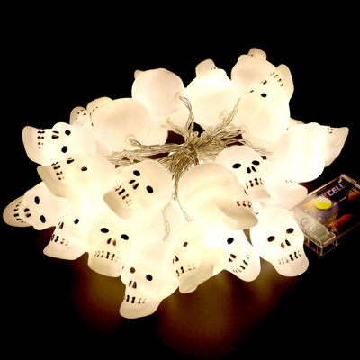 The Holiday Aisle® Decoration Halloween Skeleton Skull 30 Light Battery String Lights