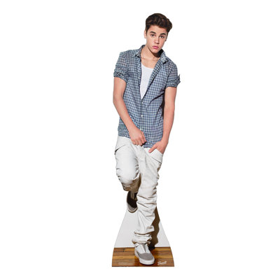 Star Cutouts Justin Bieber Checked Shirt Cardboard Standup
