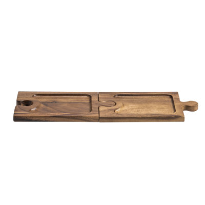 Millwood Pines Interlocking Charcuterie Board/Wine Glass Holder