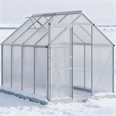 YIWUZEYI Silver Outdoor Greenhouse 8' x 6'Walk-in Garden Greenhouse for Winter
