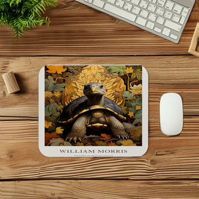East Urban Home Animals William Morris Turtle Cottage Gaming Cute Office Laptop Desk Pad Gift Mat Square Rectangle Non-Slip Mousepad