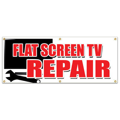 SignMission FLAT SCREEN TV REPAIR BANNER SIGN Service Plasma Lcd Fix Service Sales