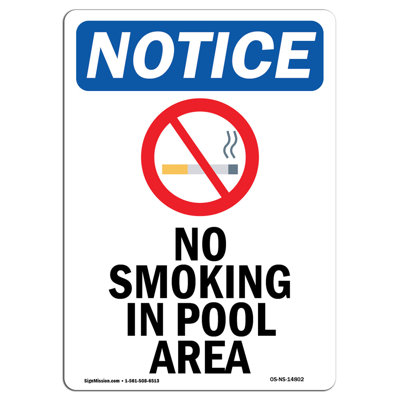 SignMission No Smoking in Pool Area Sign