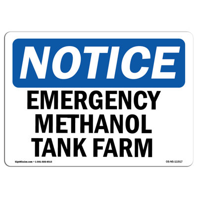 SignMission Emergency Stop Methanol Tank Farm Sign