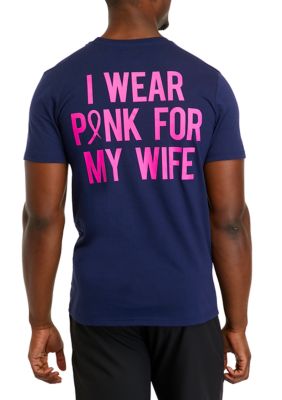 Crown & Ivy Men's Short Sleeve Breast Cancer Awareness Graphic T-Shirt, Navy Blue, Small