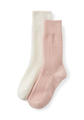 Steve Madden Women's Cable Texture Boot Socks Set, Ivory