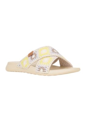 HEY DUDE Women's Christi Cottage Crochet Slide Sandals, 11M