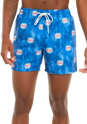 Cabana by Crown & Ivy Men's Smiley Graphic Swim Trunks, Blue, 2XL