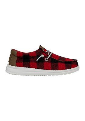 HEY DUDE Toddler Girls Wendy Buffalo Plaid Sneaker Loafers, 13M Big Kid