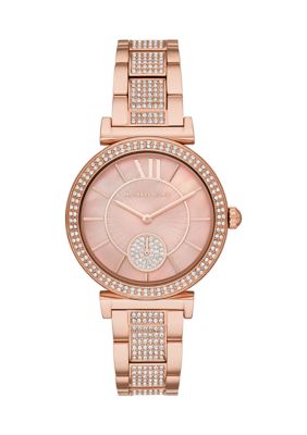 Michael Kors Women's Abbey Three-Hand Rose Gold-Tone Stainless Steel Watch