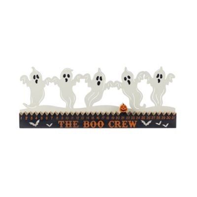 Glitzhome 18"L Halloween Wooden & Metal Ghost Silhouette Countdown Table Sign