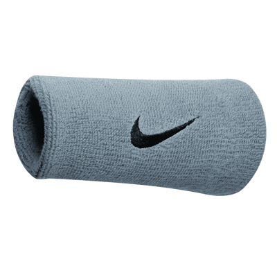 Nike Swoosh Double Wristbands - Silver/Black Tennis