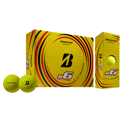 Bridgestone e6 Soft Feel Long Distance Plastic Golf Balls, Yellow, 1 Dozen