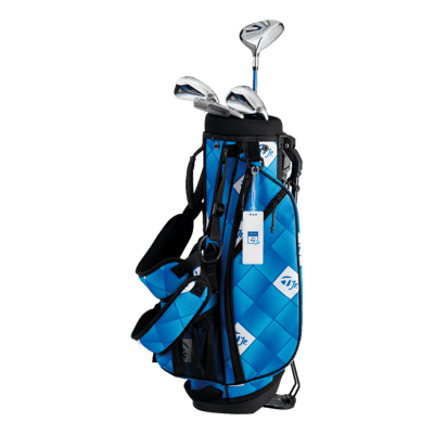 TaylorMade Junior Golf Set Ages 10-12 Drvr/Frwy/Hyb/7/9/Wdg/Putter/Bag Graphite Blue/Blue Right