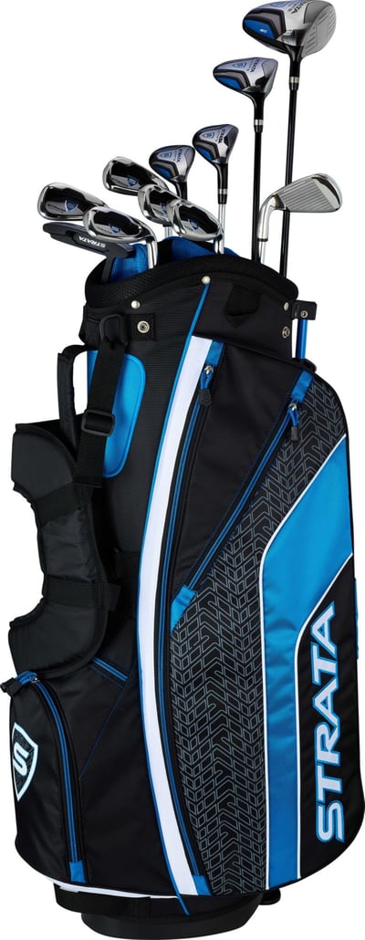 Callaway Men’s Strata Ultimate Complete Golf Set 2Wds/2Hyb/#6-PW; SW/Putter/Bag Graphite/Steel Black/Blue Uniflex Right