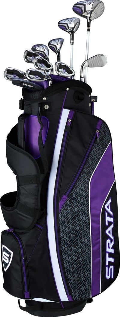 Callaway Ladies Strata Ultimate Complete Golf Set 2Wds/2Hyb/#6-PW; SW/Putter/Bag Graphite Black/Purple Right