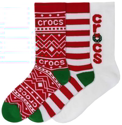 Crocs Adult Holiday Crew Socks - 3 Pack, Men's, L/XL, Red