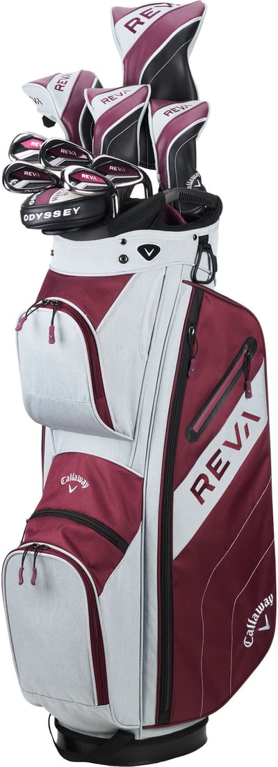 Callaway REVA 11 Piece Set w/Cart Bag Driver , 3W, 5H, 6H, 7IR-PW, Putter Bag Callaway Reva Graphite Maroon/Grey Ladies Right