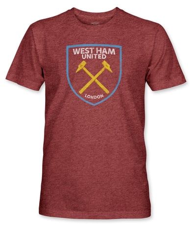 1863 FC Adult West Ham United 2024 Maroon Logo T-Shirt, Men's, Large, Red