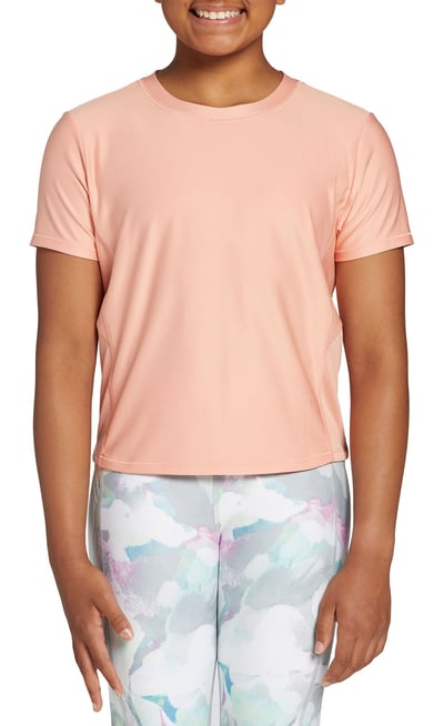 DSG Girls' Fashion Training Short Sleeve Shirt, XS, Summer Peach